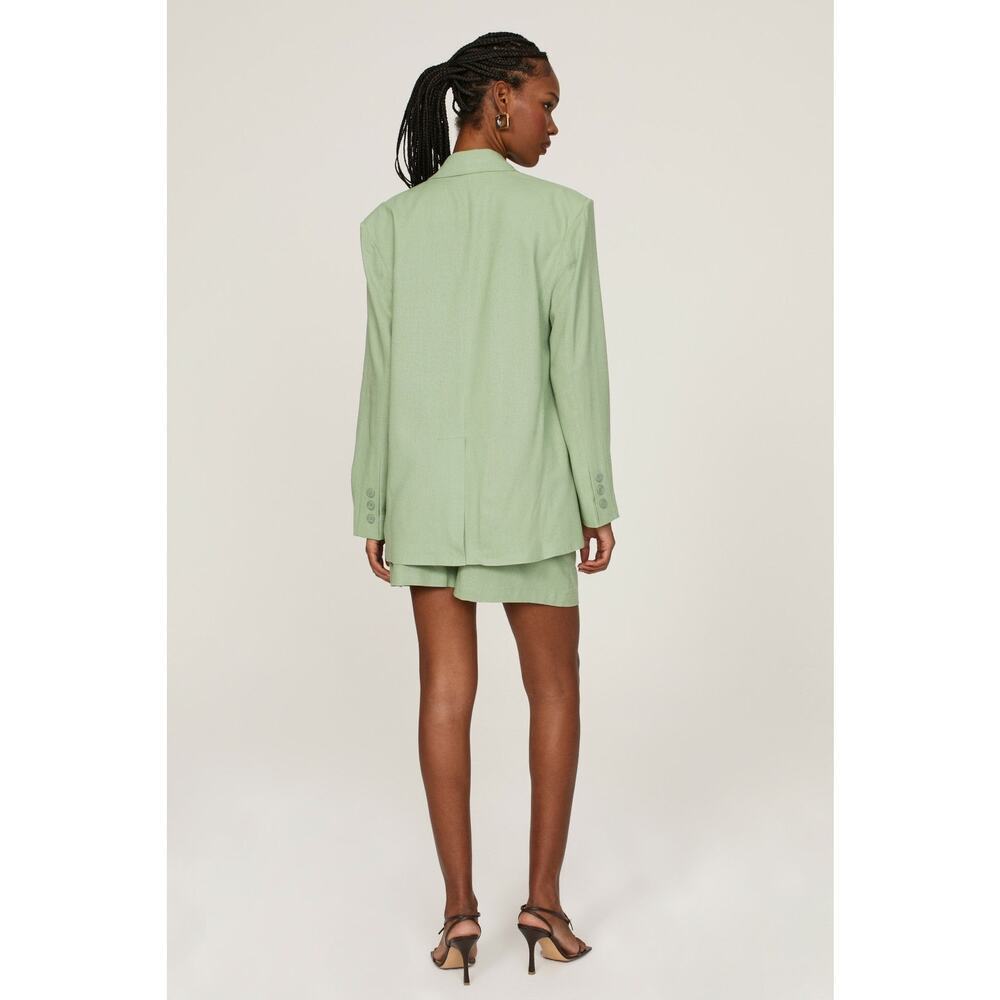 THAKOON COLLECTIVE Green Linen Blend Front Button Oversized Blazer Size 6 - Picture 2 of 14